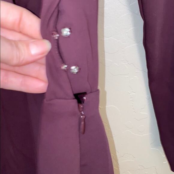 Babaton dark plum color long sleeve wrap dress - Picture 6 of 10